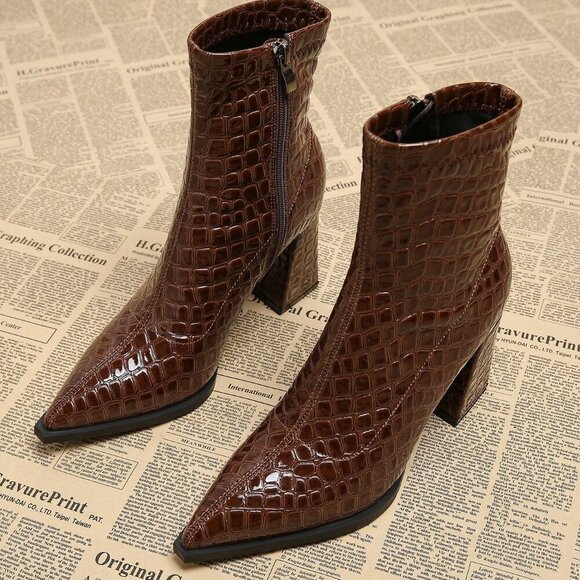 Chocolate Brown Elegant Women's Boots - Picture 2 of 5